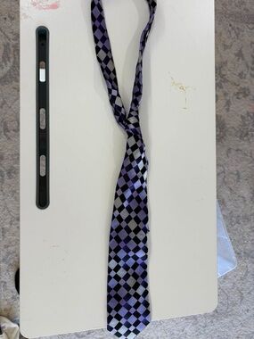 Bugatti Purple and Black Checkered Silk Tie